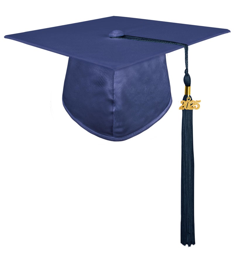 GraduationMall قبعة تخرج لمرحلة رياض الأطفال والحضانة من GraduationMall باللون الأزرق الداكن مع شريط تخرج 2025 اللامع - Image 1