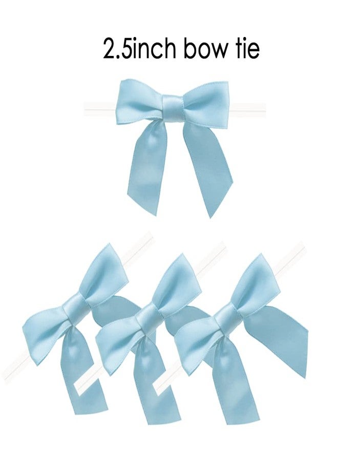 BAISDY 50pcs Twist Tie Bows for Treat Cake Pops Sealing Lollipop Bags Ribbon Bows Craft Twist for Brithday Baby Shower Valentine's Day Christmas Party (Light Blue) - Image 2
