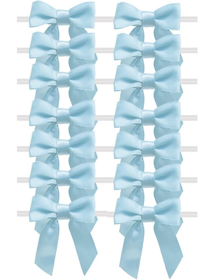 BAISDY 50pcs Twist Tie Bows for Treat Cake Pops Sealing Lollipop Bags Ribbon Bows Craft Twist for Brithday Baby Shower Valentine's Day Christmas Party (Light Blue) - Image 1