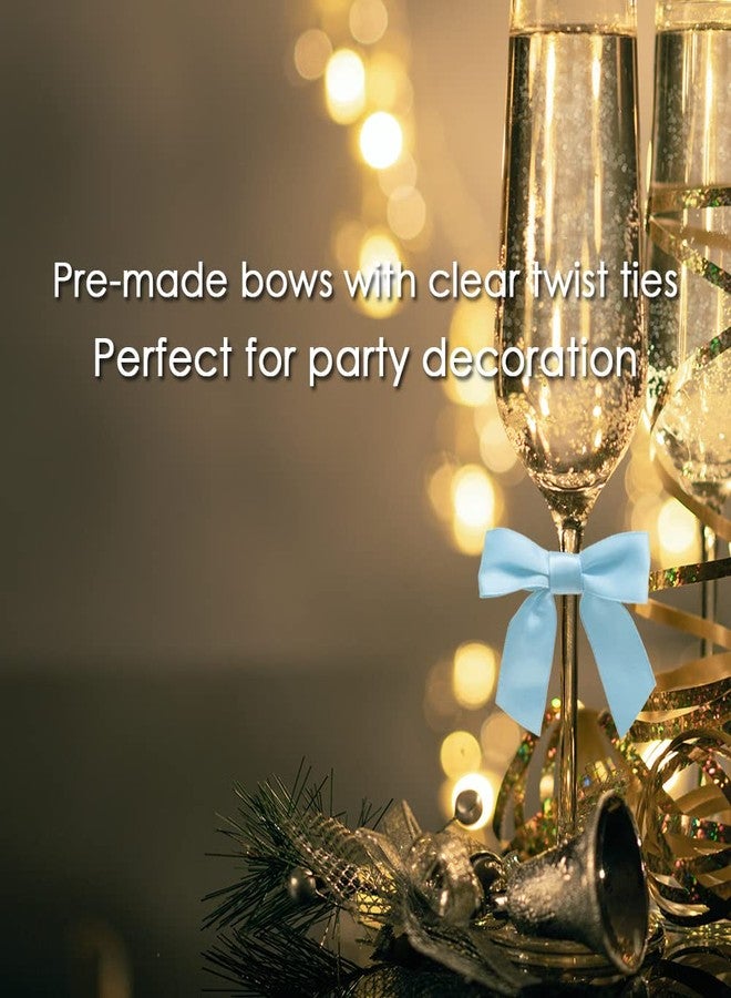 BAISDY 50pcs Twist Tie Bows for Treat Cake Pops Sealing Lollipop Bags Ribbon Bows Craft Twist for Brithday Baby Shower Valentine's Day Christmas Party (Light Blue) - Image 5