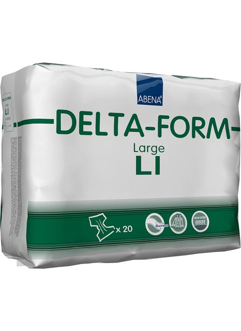 Abena Delta-Form Adult Incontinence Briefs, Level 1, (Small To Large Sizes) Large, 20 Count