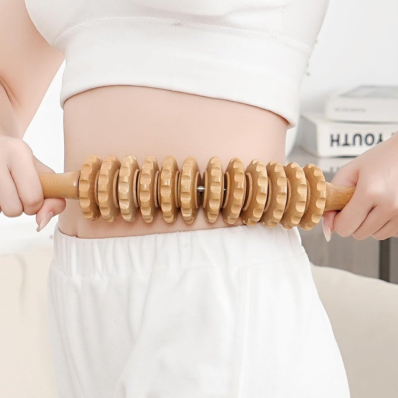 Xokocli Wooden Massage Roller Wood Therapy Massage Tools Manual Massage Stick Lymphatic Drainage Massager for Maderoterapia, Anti-cellulite, Body Sculpting,Pain Relief(Curved) - Image 3