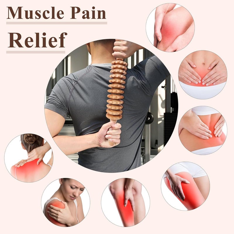 Xokocli Wooden Massage Roller Wood Therapy Massage Tools Manual Massage Stick Lymphatic Drainage Massager for Maderoterapia, Anti-cellulite, Body Sculpting,Pain Relief(Curved) - Image 5