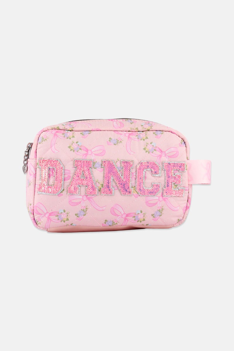 Miss Gwen's OMG Kids Girl Quilted Makeup Pouch, Powder Pink - Image 1