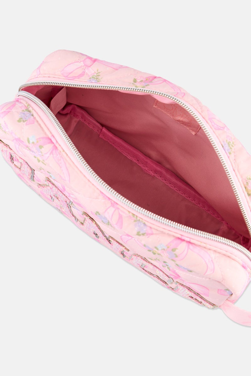 Miss Gwen's OMG Kids Girl Quilted Makeup Pouch, Powder Pink - Image 2