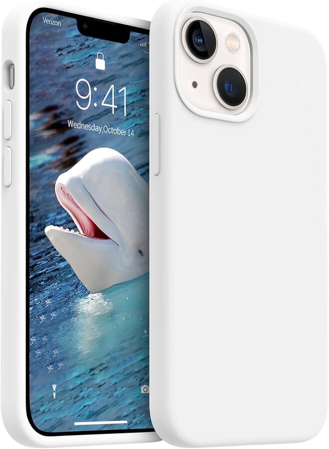 AOTESIER Shockproof Designed for iPhone 13 Mini Case, Food Grade Silicone Phone Case with [Soft Anti-Scratch Protective Lining] Full Body Drop Protection 5.4 inch Slim Thin Cover, Cream