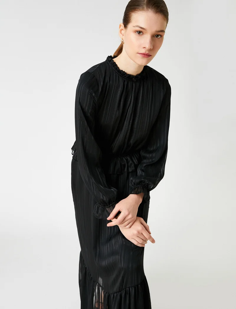 كوتون Ruffle Detail Long Dress