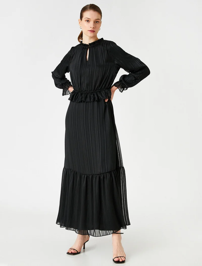 كوتون Ruffle Detail Long Dress