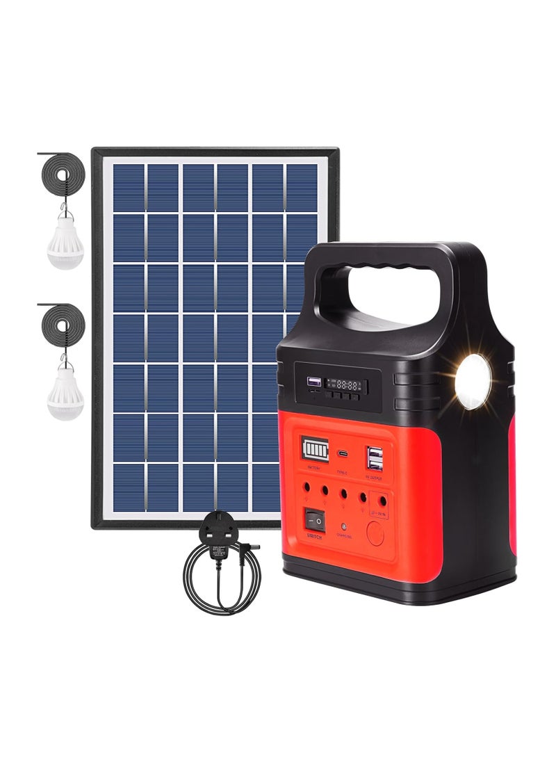 Generic Portable Power Station with Solar Panel Type-C Fast Charging,LED Flashlight,FM,LED Bulbs,Solar Generator  - Image 1