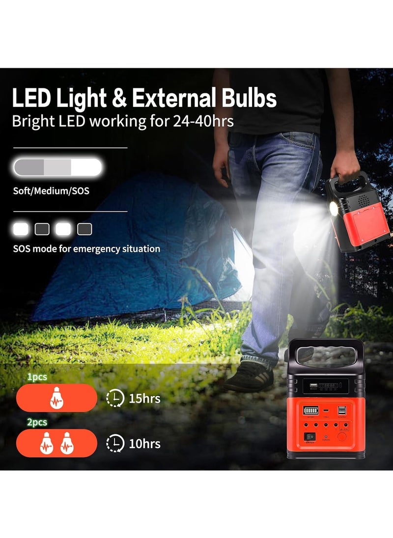 Generic Portable Power Station with Solar Panel Type-C Fast Charging,LED Flashlight,FM,LED Bulbs,Solar Generator  - Image 3
