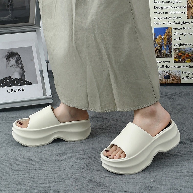 New Eva Slippers For Girls Online Celebrity Ins Height Increasing Non-Slip Slippers Summer Thick Bottom Outerwear Fashion Korean Style Sandals - Image 3