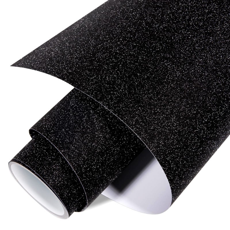 VINYL FROG Shimmer Adhesive Vinyl 12x60 Black Glitter Craft Permanent Vinyl for Craft Cutter for Home Decor