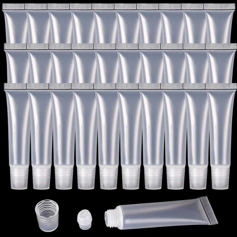FALADOO FALADOO 100 Pcs 10 ml Lip Gloss Balm Tubes Refillable Empty Tubes Clear Cosmetic Containers Soft Tube (10ML, 100)  - Image 1