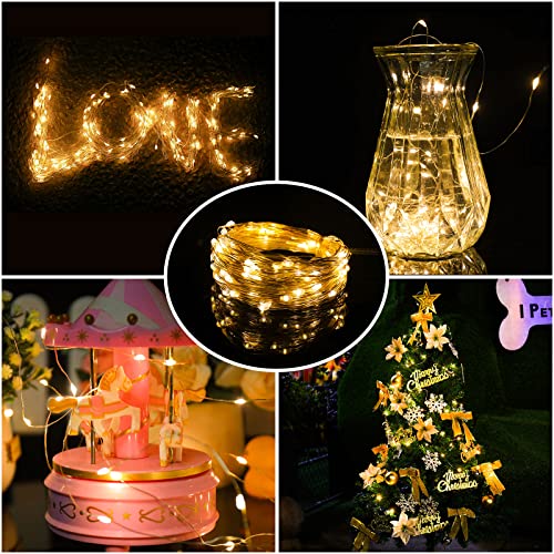 mandiq 2 Pack Fairy Lights 100 LED 33 FT Christmas Lights USB Powered Silver Wire String Lights, Mini Lights with Remote Control are Suitable for Home Decorations (Warm White) - Image 2