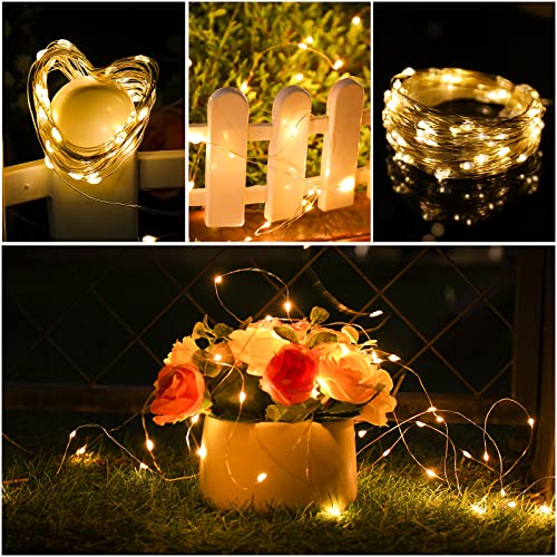mandiq 2 Pack Fairy Lights 100 LED 33 FT Christmas Lights USB Powered Silver Wire String Lights, Mini Lights with Remote Control are Suitable for Home Decorations (Warm White) - Image 4