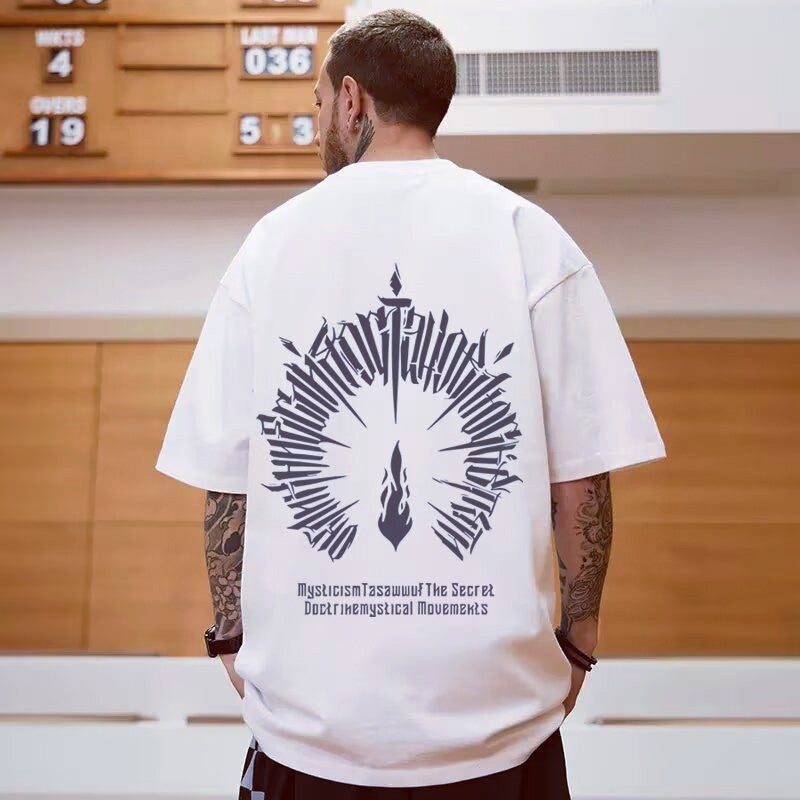 Short-Sleeved T-Shirt Men's Summer 2025 Cartoon Printed Cotton Loose Boys' American Half-Sleeved Oversize T-Shirt - Image 3