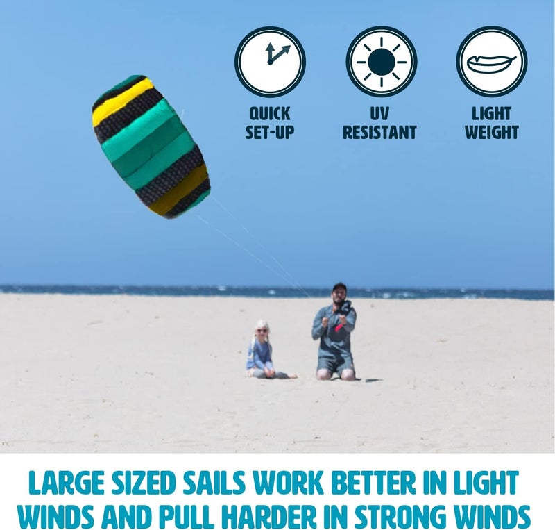 HQ Symphony Beach III 1.3 Stunt Kite, Aqua, Dual Line Foil Sport Kite - Image 5
