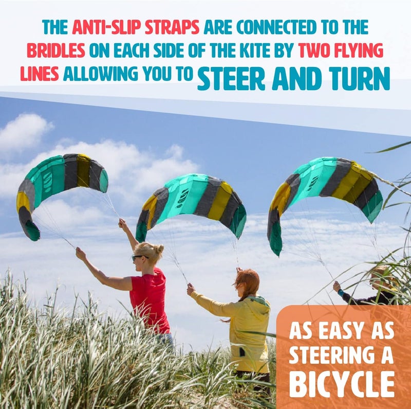 HQ Symphony Beach III 1.3 Stunt Kite, Aqua, Dual Line Foil Sport Kite - Image 3