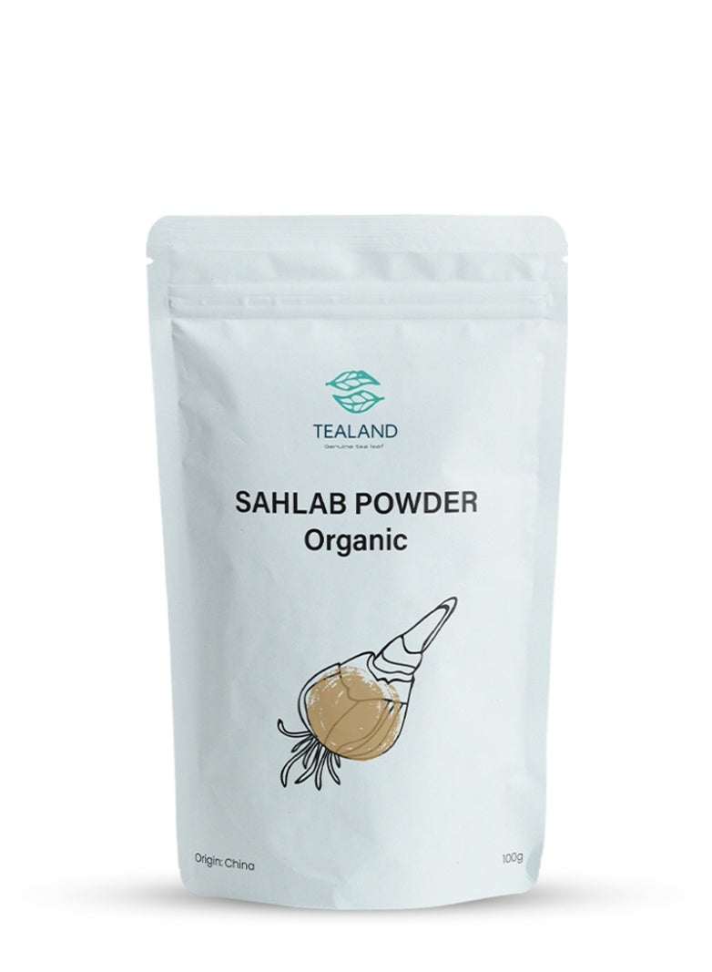 Tealand Sahlab Powder Gluten Free Orchid Tuber Powder 100% Vegan Compostable Package 100g - Image 1