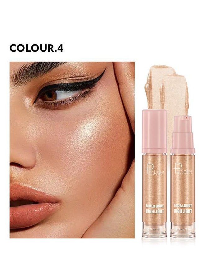 pudaier Face & Body Highlight, Liquid Makeup Shimmer Glow Illuminator, Bronzer Smooth Shine Shimmer Liquid Foundation, Waterproof Moisturizing Body Highlighter (#04)  - Image 1