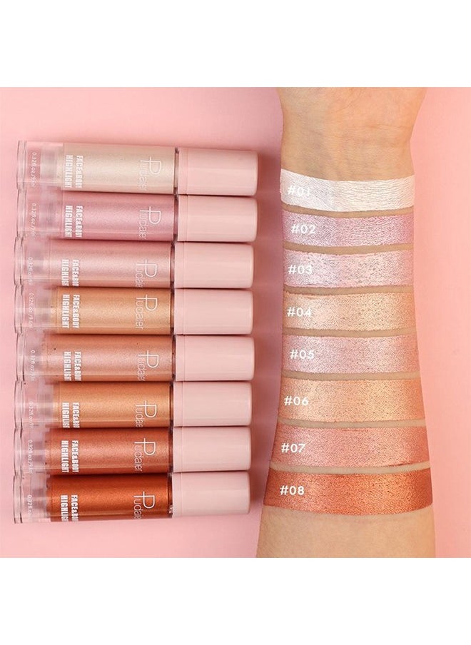 pudaier Face & Body Highlight, Liquid Makeup Shimmer Glow Illuminator, Bronzer Smooth Shine Shimmer Liquid Foundation, Waterproof Moisturizing Body Highlighter (#04)  - Image 5