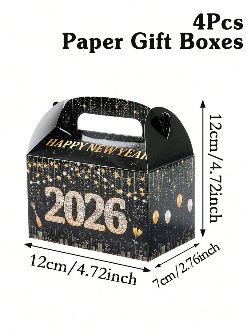 New Year 2026 Gift Boxes Set – 4 Pcs Party Favor Boxes For Candy & Gifts – Happy New Year 2026 Celebration Supplies - Image 4