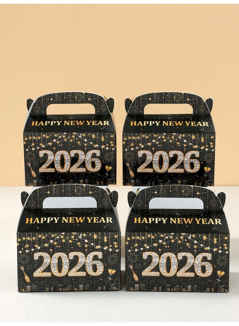 New Year 2026 Gift Boxes Set – 4 Pcs Party Favor Boxes For Candy & Gifts – Happy New Year 2026 Celebration Supplies - Image 1