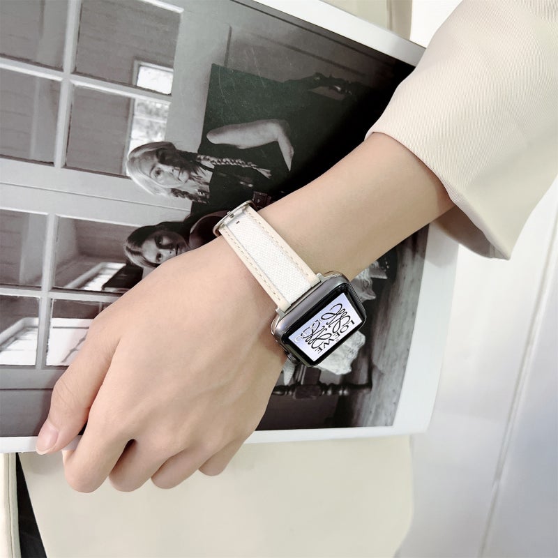 Knitting Leather Edge Sealing D-Type Strap For Apple Watch Ultra 49mm&Watch Ultra 2 49mm / Series 9&8&7 45mm / SE 3&SE 2&6&SE&5&4 44mm / 3&2&1 42mm(white)
