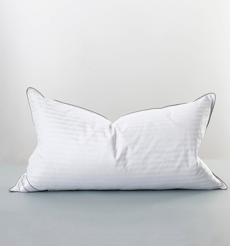 Eastwarmth Goose Feather Down Pillow for Sleeping 100 Cotton Cover King 20X36IN Bed Pillow Stripe White 1 Pack