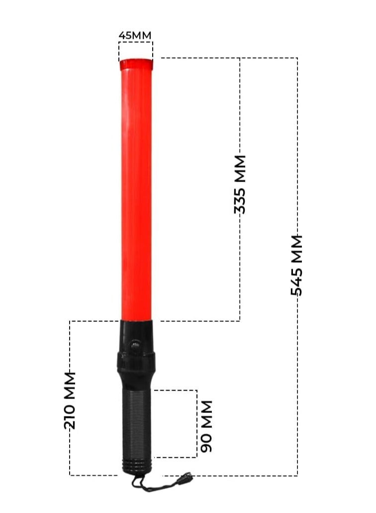 Workland عصا أمان المرور LED - حمراء | عصا أمان تعمل بالبطارية مع وضع وميض | ضوء تحذير وميض لأمان الطرق، مناطق الانتظار - Image 2