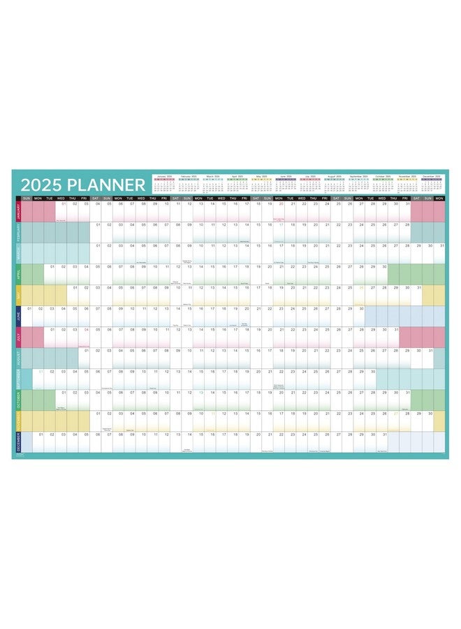 Artfan 2025 Yearly Wall Calendar - 2025 Wall Calendar, Jan. 2025 - Dec. 2025, Yearly Wall Calendar 2025 With Julian Dates, Thick Paper, Round Sticks, 34.9" X 23.1"(Open) - Colorful  - Image 1