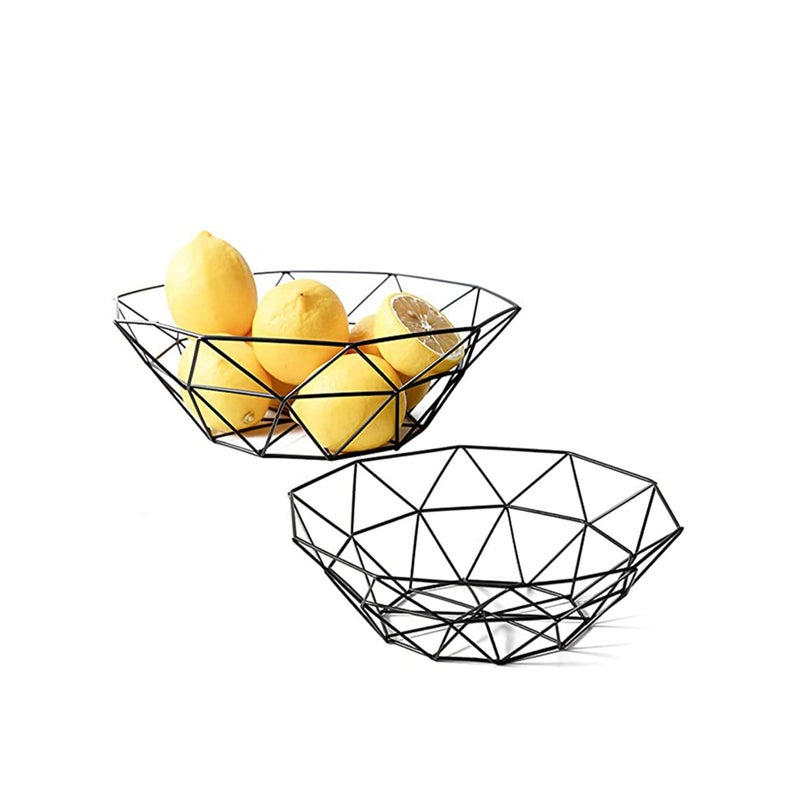 Metal Wire Fruit Bowl, 2 Pack Storage Baskets for Fruit, Vegetables, Snacks, Potpourris for Iron Fruit Storage Baskets for Kitchen Counter, Home Decor - Image 1
