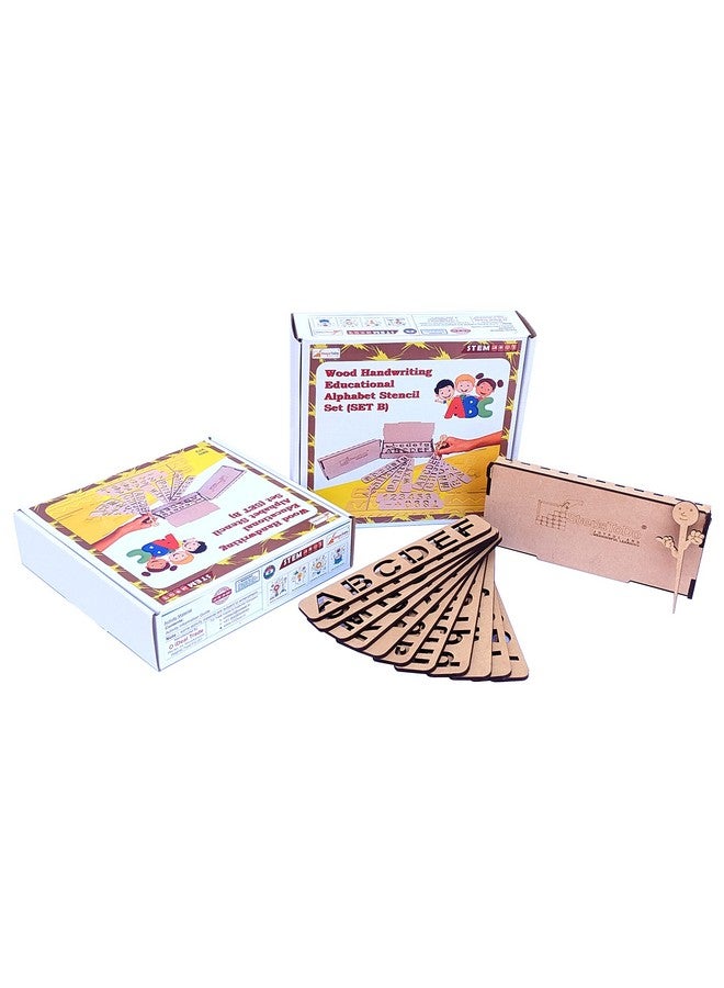 StepsToDo Abcd Stencil Set. Wood Handwriting Educational Alphabet Stencil Set Letter Tracing Kit. Large And Small Letters; Numbers. - Image 1