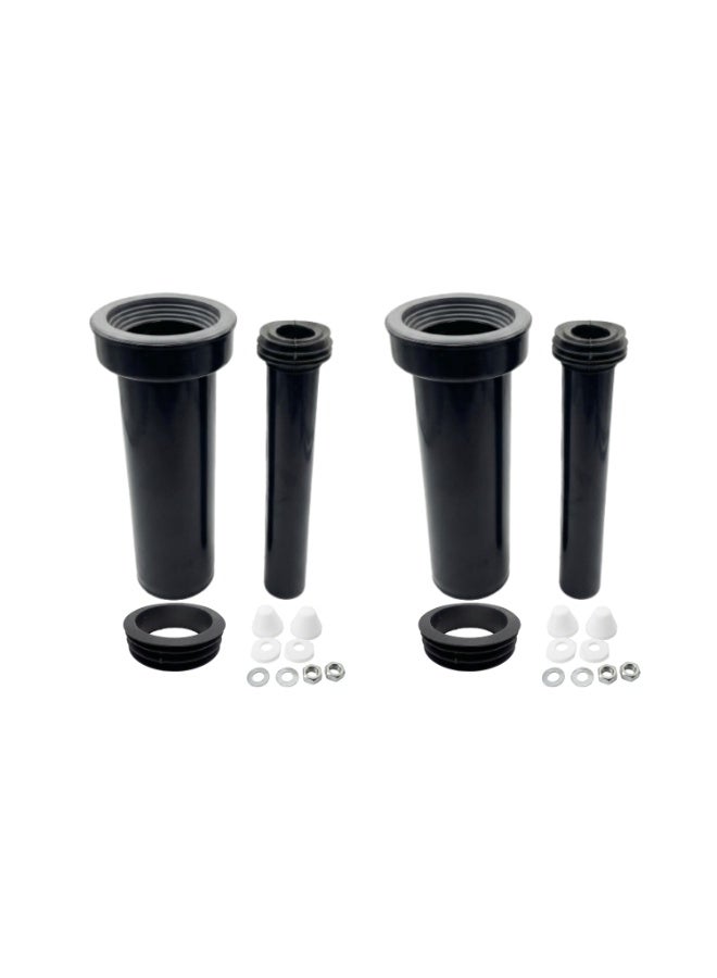 هيتكس طقم وصلات مرحاض HITEX أسود مستقيم 4 بوصة × 1½ بوصة، طقم أنبوب تصريف المرحاض مع جلبة مطاطية، صامولة، غسالة معدنية وبلاستيكية، غطاء بلاستيكي - وصلة تصريف حمام متينة (2) - Image 1