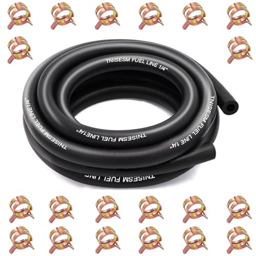 Tnisesm 14 Inch ID Fuel Line Hose 10 Feet 20Pcs 25 ID Hose Clamps for Kawasaki Kohler Briggs Stratton Small Gas Diesel Powersports Engines and Generators