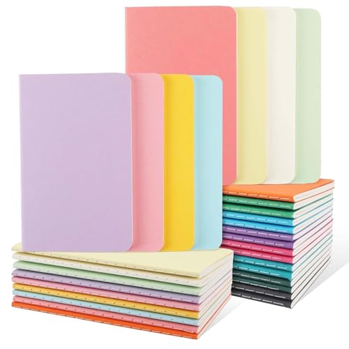 Oucaru 32PCS Mini Notebooks Bulk, 3.5" x 5.5", 16 Color, 60 Pages Blank Paper Small Pocket Notebook Set, Mini Journal Memo Notepads for Students, Traveler, School Office Supplies - Image 1