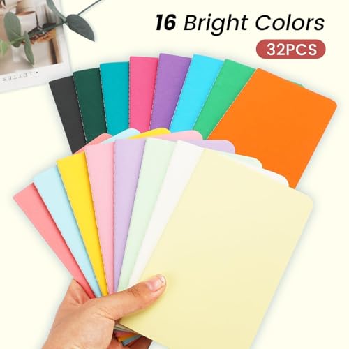 Oucaru 32PCS Mini Notebooks Bulk, 3.5" x 5.5", 16 Color, 60 Pages Blank Paper Small Pocket Notebook Set, Mini Journal Memo Notepads for Students, Traveler, School Office Supplies - Image 3