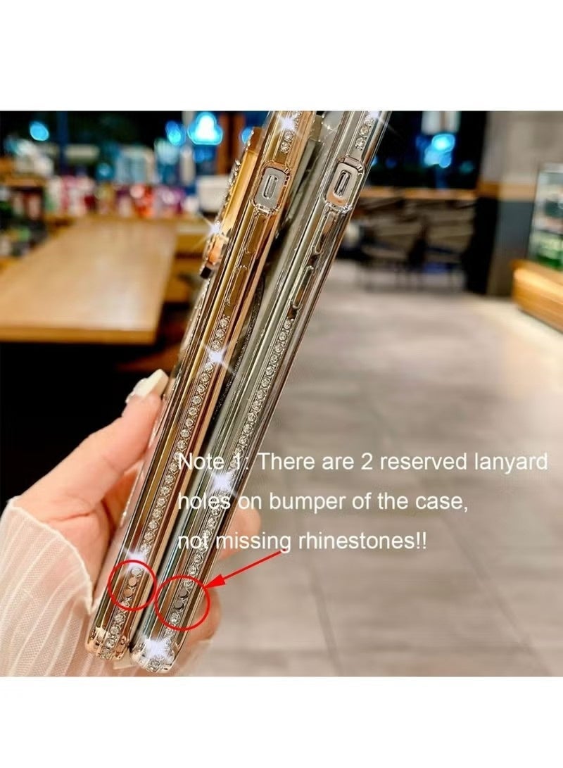 Magnetic Clear Glitter Case for iPhone 17 Pro，[Compatible with MagSafe] Cute Bling Sparkly Diamond Rhinestone with Camera Protector TPU Bumper Women Girl Accessories Cases & Covers for iPhone 17 Pro ,Orange - Image 3