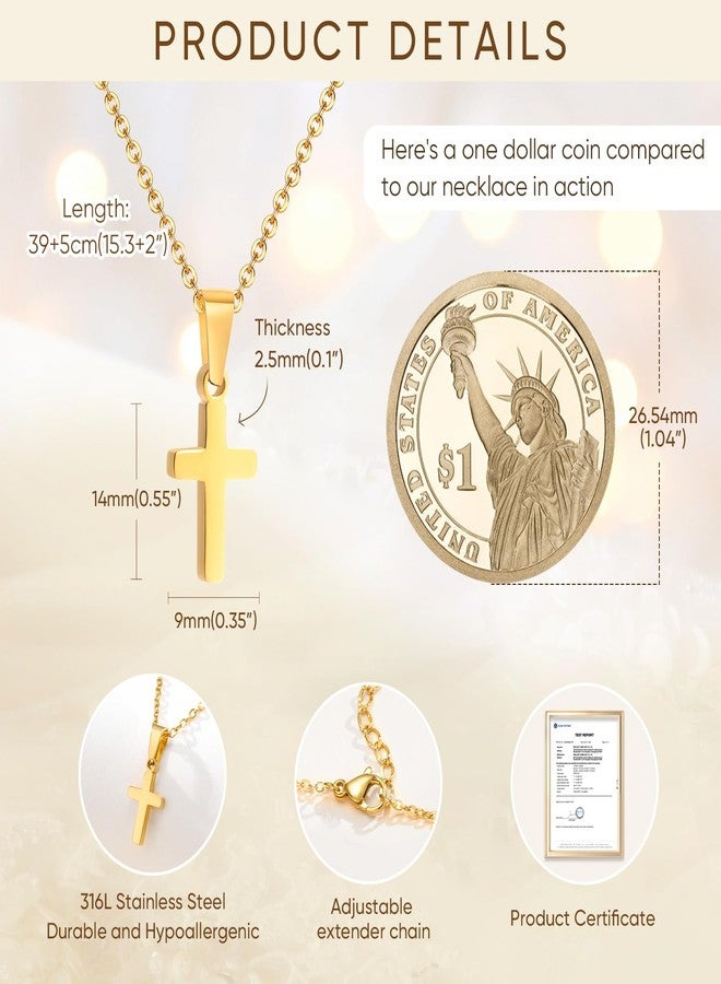 MEALGUET Easter Basket Stuffers for Toddler : Cross Necklace for Boys Stainless Steel Chain Pendant Necklace Jewelry Easter Gift First Communion Baptism Gifts for Son Nephew Kids, Gold Plated - Image 3