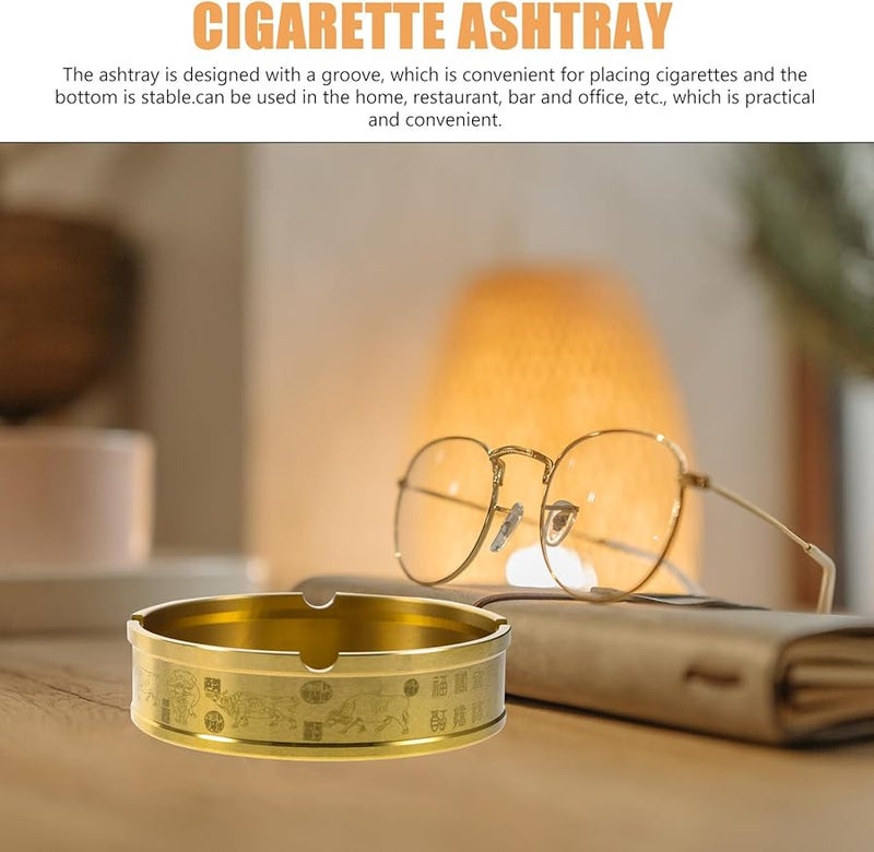 Brass Tabletop Cigarette Ashtray Small Metal Retro Home Office Decor - Image 4