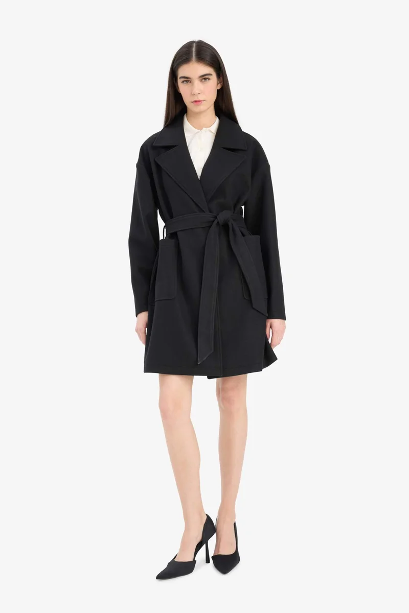 ديفاكتو Regular Fit Belted Cashmere Coat