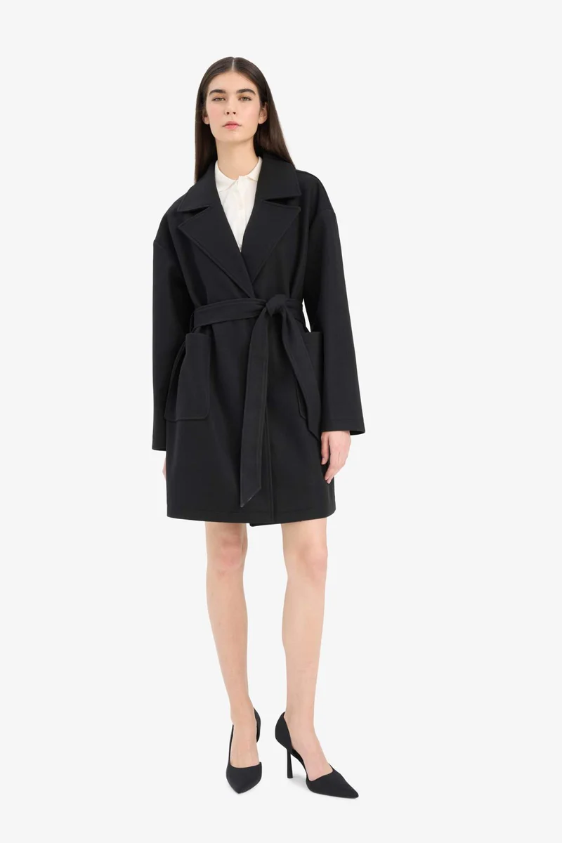 ديفاكتو Regular Fit Belted Cashmere Coat
