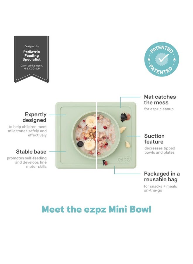 ezpz ezpz Mini Bowl - 100% Food Grade Silicone Suction Bowl with Built-in Placemat for Infants + Toddlers Promotes Baby Self-Feeding, Non-Slip, BPA Free, Dishwasher Safe, 237ml - 12 Months+ (Sage)  - Image 2