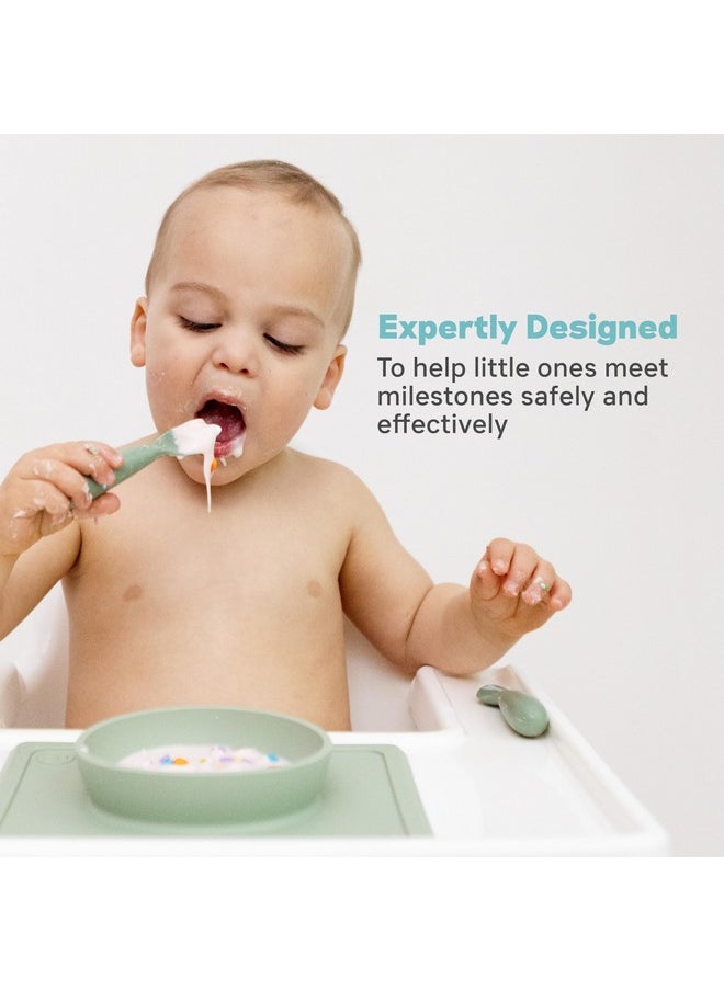 ezpz ezpz Mini Bowl - 100% Food Grade Silicone Suction Bowl with Built-in Placemat for Infants + Toddlers Promotes Baby Self-Feeding, Non-Slip, BPA Free, Dishwasher Safe, 237ml - 12 Months+ (Sage)  - Image 3