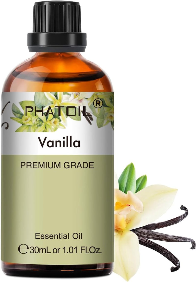 PHATOIL Vanilla Essential Oil, 1.01Fl.Oz (30ML) PHATOIL Pure Essential Oil Singles for Aromatherapy Diffusers, Humidifiers, Great for DIY Candle and Soap Making, Gift for Friend - Image 1
