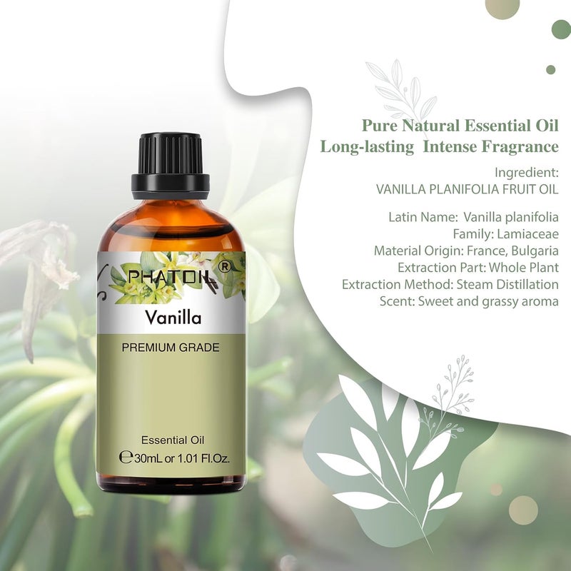 PHATOIL Vanilla Essential Oil, 1.01Fl.Oz (30ML) PHATOIL Pure Essential Oil Singles for Aromatherapy Diffusers, Humidifiers, Great for DIY Candle and Soap Making, Gift for Friend - Image 2