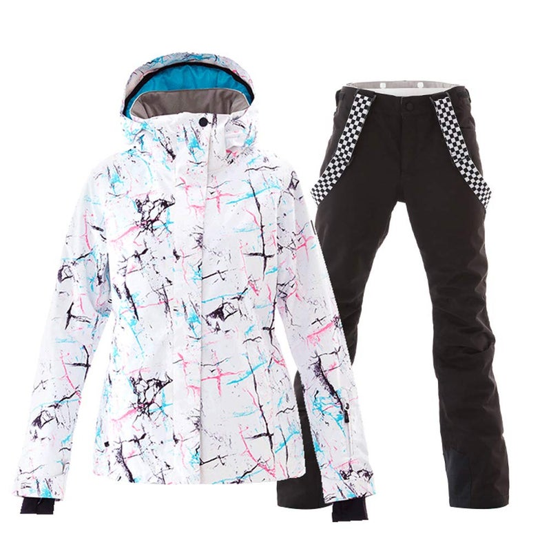 GS SNOWING Womens Ski Jackets and Pants Set Windproof Waterproof Insulated Snowsuit Winter Warm Snowboarding Snow Coat Black XL