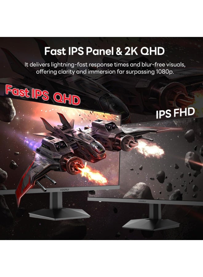 KOORUI 27-inch QHD 260Hz 1ms IPS Gaming Monitor, Flat PC Screen, HDR400, 99% sRGB, HDMI/DP, Black - Ideal for Competitive Gaming - Image 2
