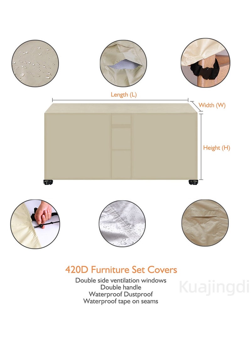 Kuajingdi Patio Waterproof Furniture Covers, Outdoor Dust Windproof Rain Sofa Table Chair Oxford Protection With Carrying Handle Breathable Window Insert Buckle  - Image 2