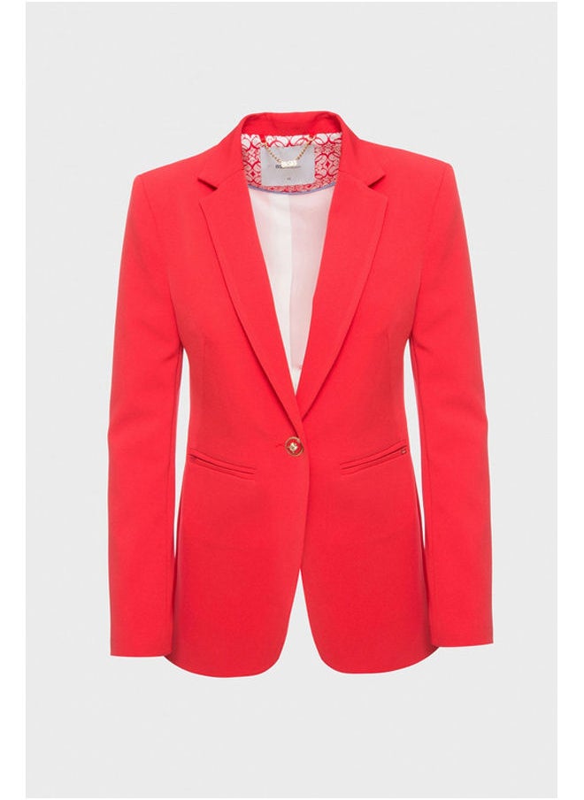 Tailored blazer with bejeweled button